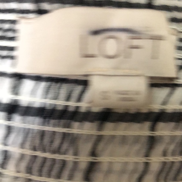 Loft Casual Ruffles and Lace Black and White Plaid Long Sleeve Off Shoulder Top - Picture 5 of 6